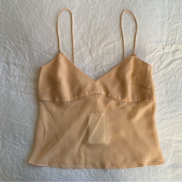 NWT Ulla Johnson Demi Silk Chiffon Sheer Cami Camisole Tank Peony Peach Nude 90s - Picture 5 of 12
